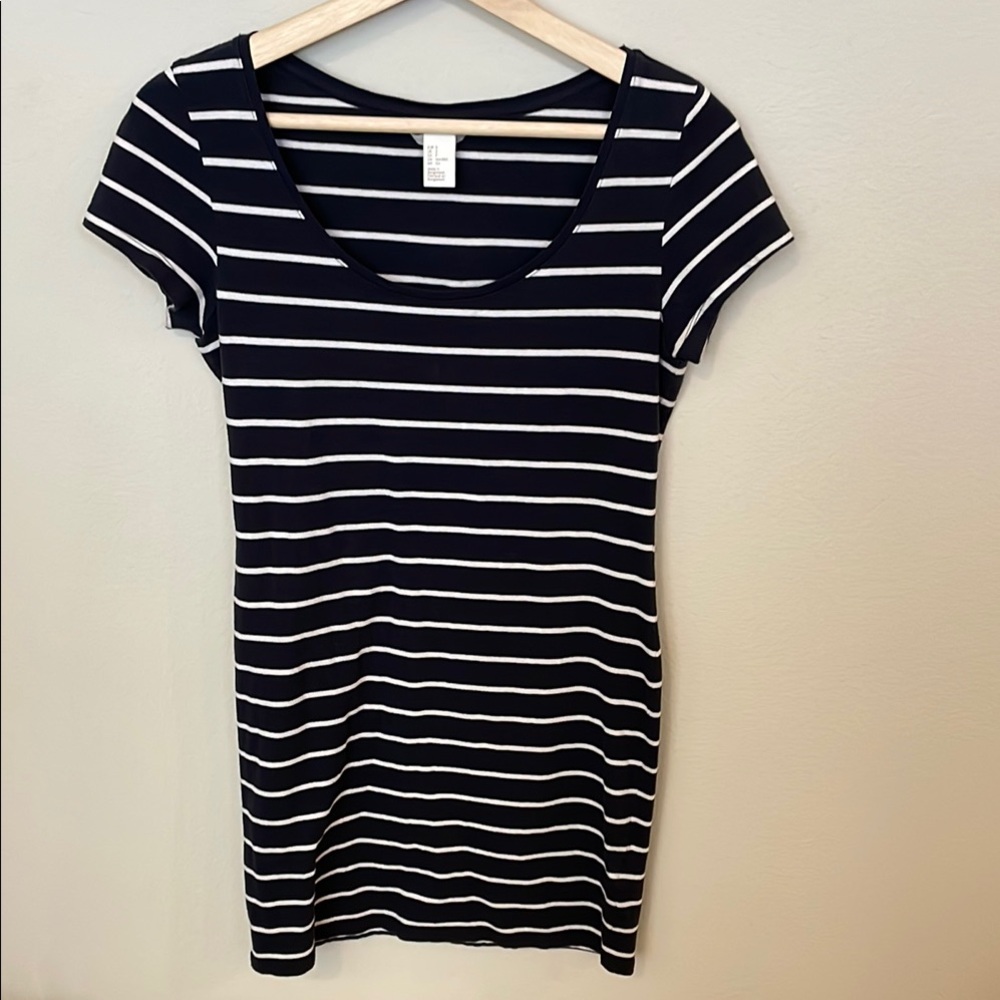 H&M Blue and Black Fitted Mini Dress